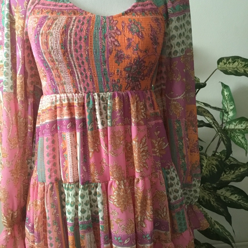 🌹Host Pick🌹 Flying Tomato Pink and Multicolor Boho Dress - Picture 6 of 7